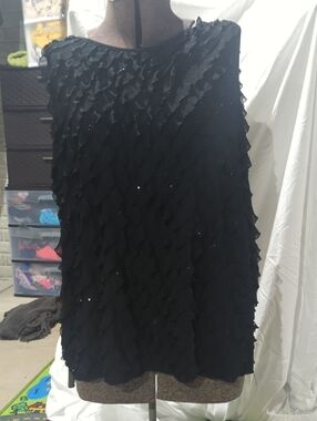 Black Textured Layered Women's Top